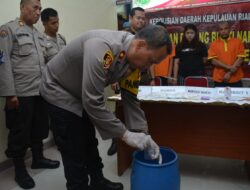 Ditresnarkoba Polda Kepri Musnahkan 535, 35 Gram Sabu dan 127 Extasi.