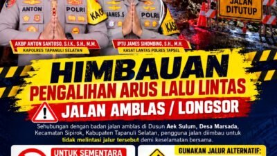 Jalan Amblas di Sipirok, Jalur Lintas Sumatera ke Medan Terganggu